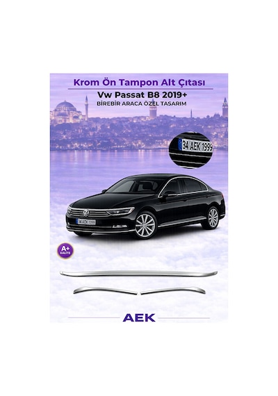 Volkswagen Passat B8,5 2019+ Araca Özel Krom Ön Tampon Çıtası A+
