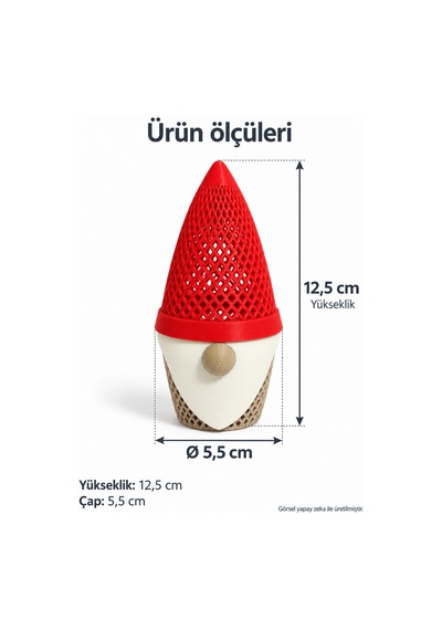Kırmızı Şapkalı Gnom Led Mumluk 3d Baskı Pla Dekor, 12,5 Cm