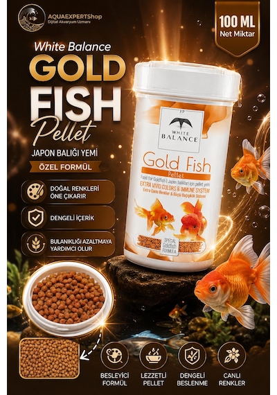 White Balance - Japon Balığı Yemi - Gold Fish Pellets - Özel Formül - Tüm Japon Balığı Türleri İçin Uygundur