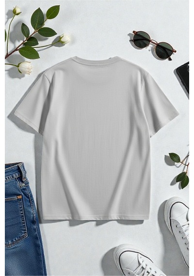 Uyguntarz Unisex Carolıne Baskılı Tasarım Tshirt Gri