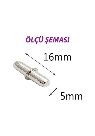 Metal Halkalı Raf Pimi Cam Ahşap Metal Raf Tutucu Çivisi Mobilya Dolap Pimi 100 Adet