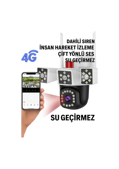 12mp Uc Lensli Cift Ekranli Guvenlik Kamerasi - Depo, Yazlik Ve Ev Icin Akilli Cozum Wifi'li Kamera 3 Kameralı