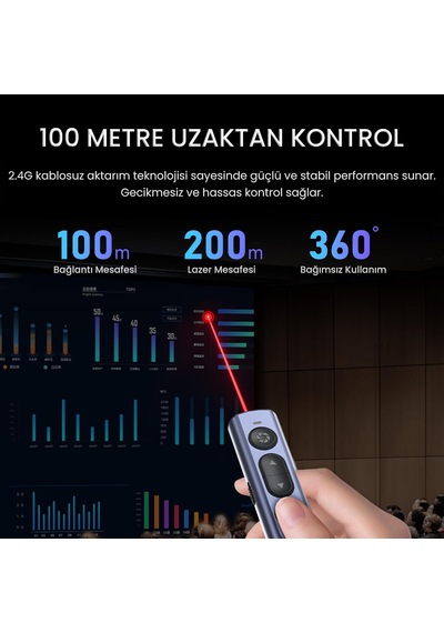 Lexroo Kırmızı Lazer Presenter Kablosuz Sunum Kumandası