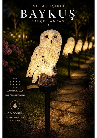 Solar Işıklı Baykuş Bahçe Lambası Güneş Enerjili Led Bahçe Aydınlatma Suya Dayanıklı 42 Cm Diğer