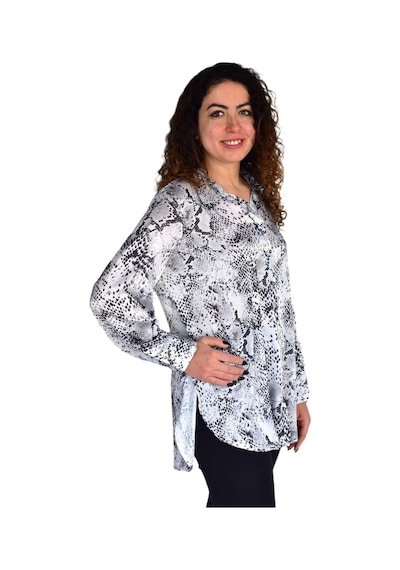 Kadın Leopar Desen Şifon Gömlek Bgl-st04235 Antrasit