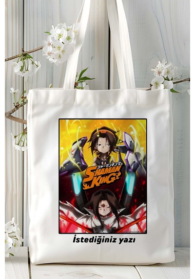 Art Hediye Shaman King Baskılı Bez Omuz Çantası Kişiye Özel Model 3 Çok Renkli