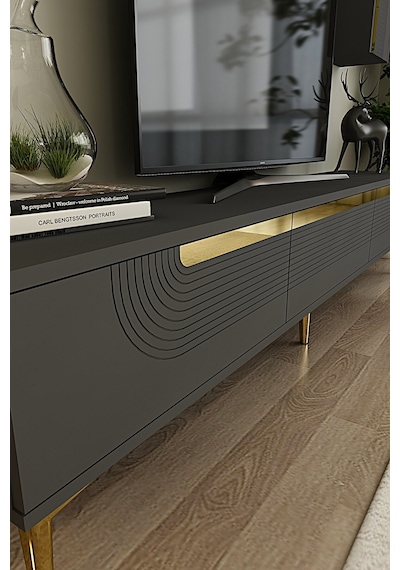 Tsa1805ag - Meyra Tsa180 Tv Stand, Tv Sehpası Ve Tv Ünitesi Antrasit-gold 180cm Tsa1805ag - Meyra Tsa180 Tv Stand, Tv Sehpası Ve Tv Ünitesi Antrasit-gold 180cm