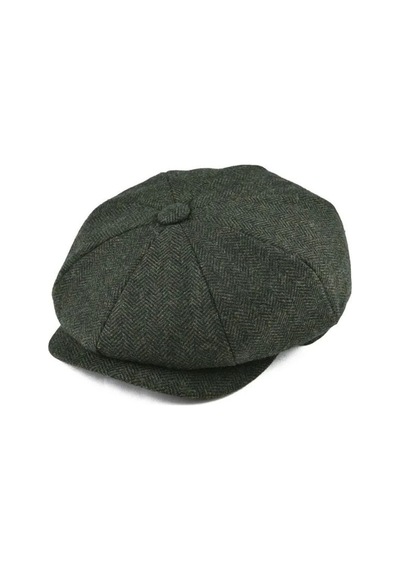 Ingiliz Kasket Dökümlü Standart Kışlık Yün Peaky Blinders Kasket Arkası Lastikli Haki