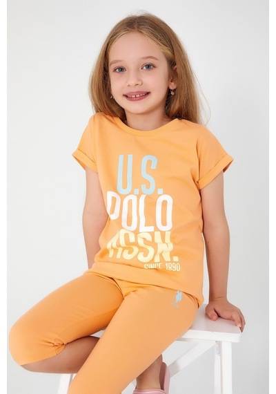 U.S. Polo Assn. Koyu Sarı Kız Çocuk Tayt Takım Sarı