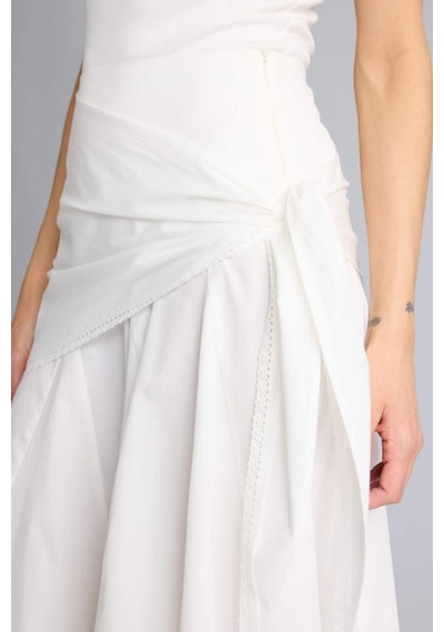 Defacto A Kesim Normal Bel Poplin Midi Etek H3435ax26smwt32 Beyaz-wt32