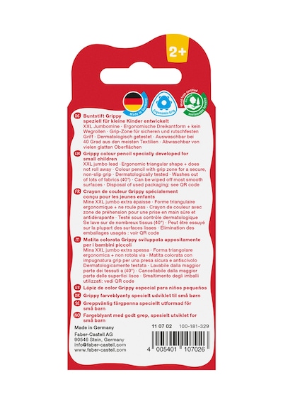 Grippy Boya Kalemi, 4'lü,ergonomik Üçgen Tasarım,suda Çözünür,jumbo Mineli Çok Renkli