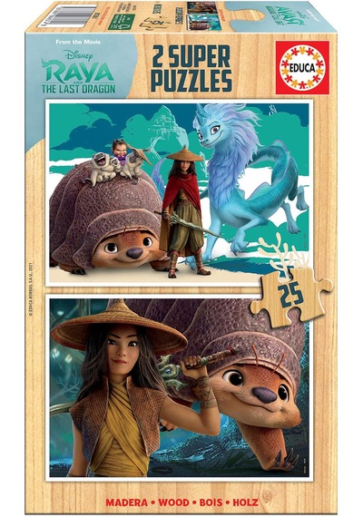 Educa 2x25 Parça Disney Raya Ahşap Puzzle 1