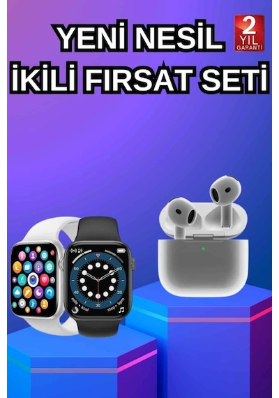 Mey İthalat 3.nesil Tws Bluetooth Kulaklık Ve Dokunmatik Ekran Akıllı Saat Sesli Görüşme
