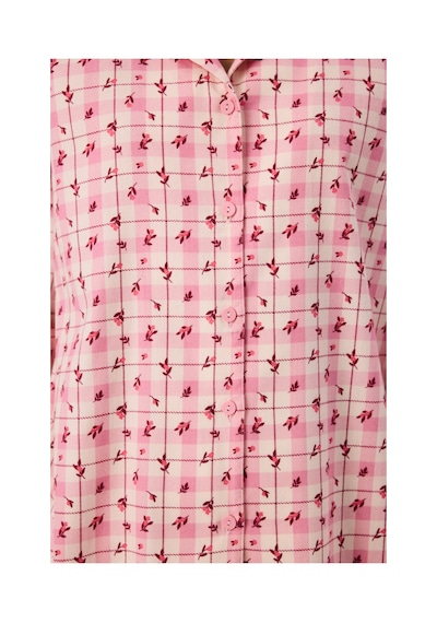Penti Açık Pembe Floral Garden Ekoseli Uzun Kollu Gömlek Pantolon Pijama Takımı Soft Pınk