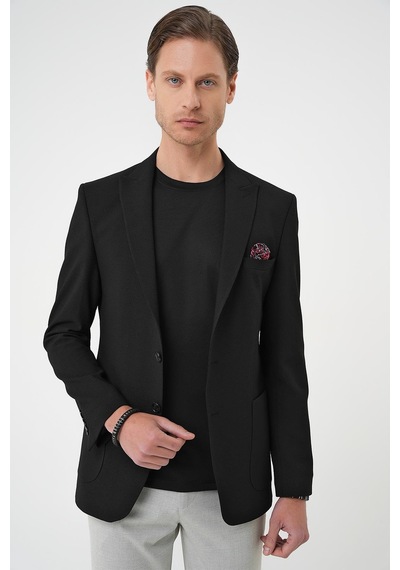 Efor Slim Fit Mono Yaka Torba Cep Çift Yırtmaçlı Casual Siyah Ceket C 711 Siyah Efor Slim Fit Mono Yaka Torba Cep Çift Yırtmaçlı Casual Siyah Ceket C 711 Siyah