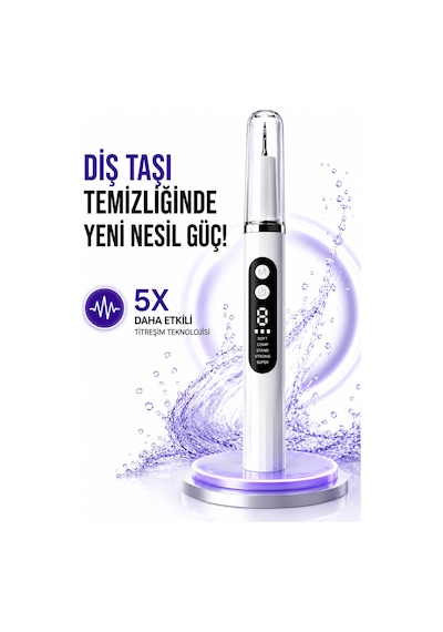 Diş Etitemizleme 500mah Bataryalı, 5x Temizleme Modlu Ultrasonik Akıllı Diş Temizleme Cihazı