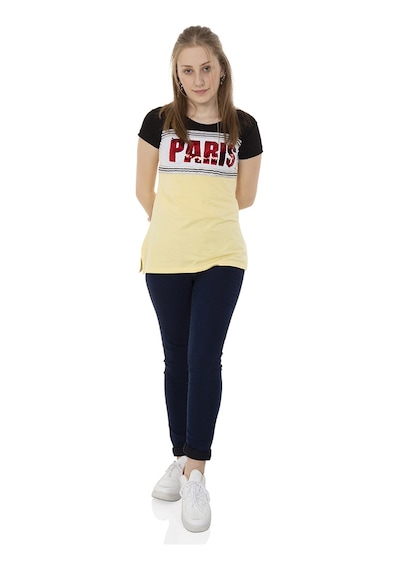 Toontoy Kids Toontoy Kız Çocuk T-shirt Paris Pul Nakış Sarı