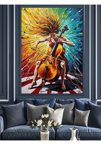 Ahşap Tablo Gitar Çalan Adam Soyut
