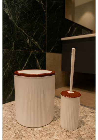 Makri Home 2'li Banyo Seti, Çöp Kovası Ve Wc Fırçalık, Beyaz, Hacim: 6 Litre Beyaz