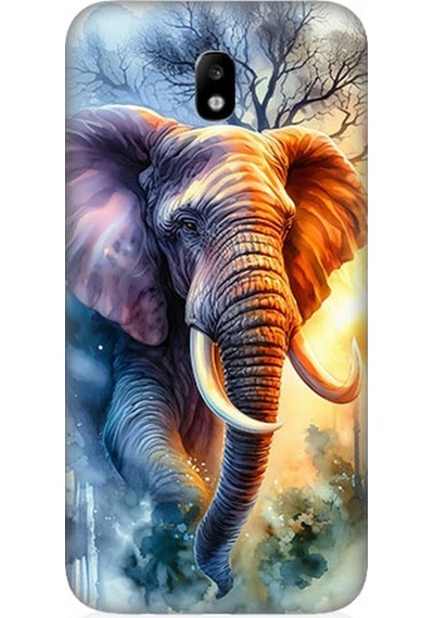 Samsung Galaxy J3 Pro Uyumlu Ateşte Yürüyen Fil Desenli Silikon Kılıf Çok Renkli