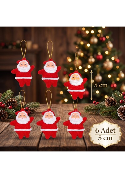 Bakgelal 6'lı Noel Baba Yılbaşı Ağacı Süsü 5 Cm Kırmızı Asılabilir Çam Ağacı Dekoru - 9083816320501 Diğer