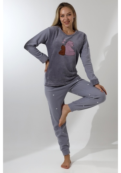 Wordex Fawn 5015 Peluş Welsoft Polar Kışlık Ayıcıklı Yumoş Kadın Pijama Takımı Açık Gri Vizon Wordex Fawn 5015 Peluş Welsoft Polar Kışlık Ayıcıklı Yumoş Kadın Pijama Takımı Açık Gri Vizon