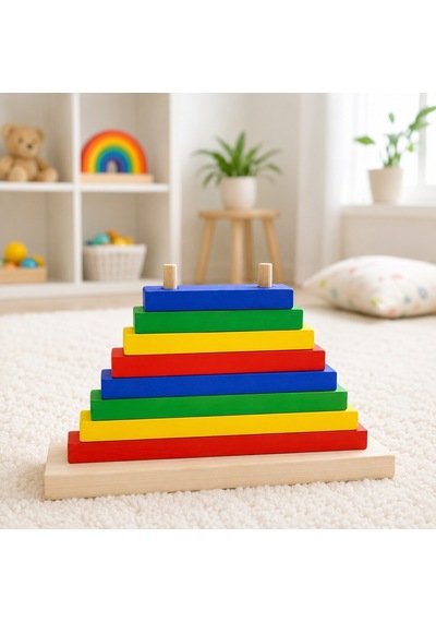 Bakgelal Ahşap Dikdörtgen Sıralama Oyuncağı Montessori Eğitici Renk Ve Boyut Eşleştirme 3+ Yaş - 0000716000002