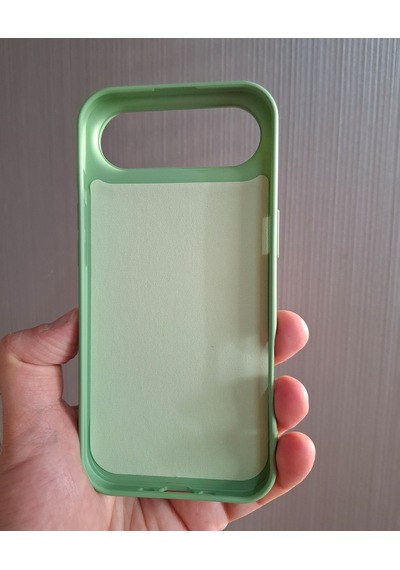Apple Uyumlu iPhone 17 Air Logolu İçi Kadife Silikon Lansman Kılıf Açık Yeşil