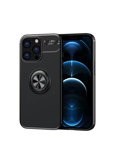 Newface Apple İphone 13 Pro Max Kılıf Range Yüzüklü Silikon - Siyah