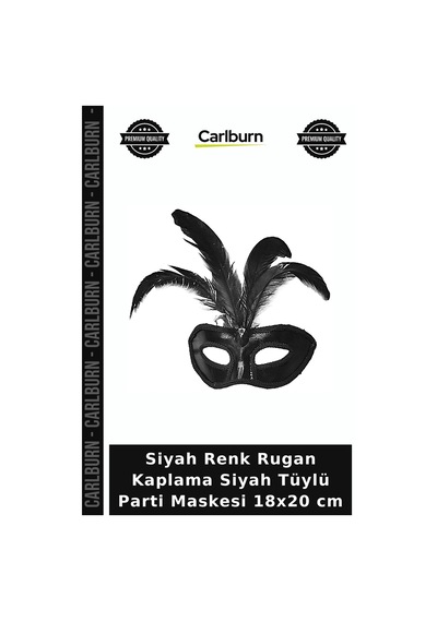Siyah Renk Rugan Kaplama Siyah Tüylü Parti Maskesi 18x20 Cm Gece Gereci Balolar İçin Eğlence Ürünü "