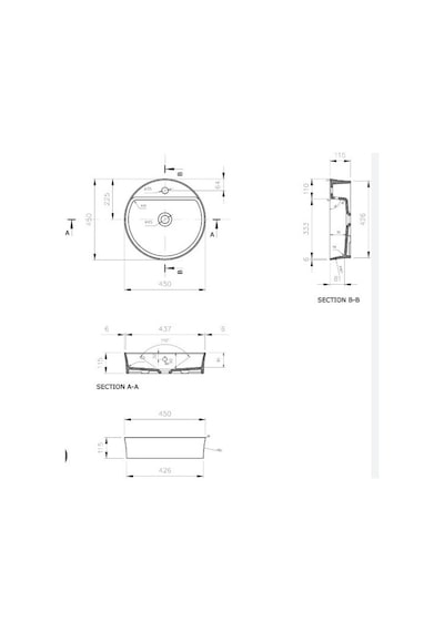Bocchi Sottile Slim Çanak Lavabo 45 Cm Parlak Beyaz 1599-061-0126 Parlak Beyaz