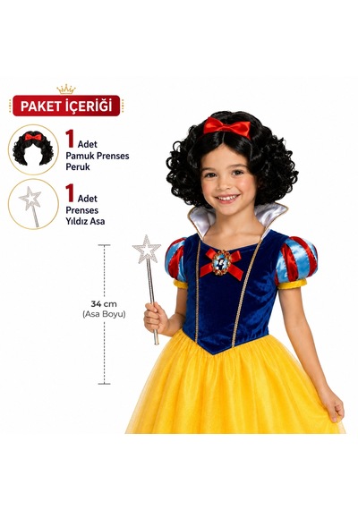 Pamuk - 708 - Prenses Peruk Ve Yıldız Asası Seti - Csmo-tex - 2 Parça