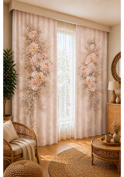 2 Adet 140x260 Cm Ölçüsünde Şık Dekoratif Fon Perde Koleksiyon Çok Renkli