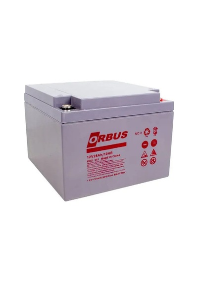 Orbus 12v 28ah 10hr Akü Engelli Araç Aküsü Yatık