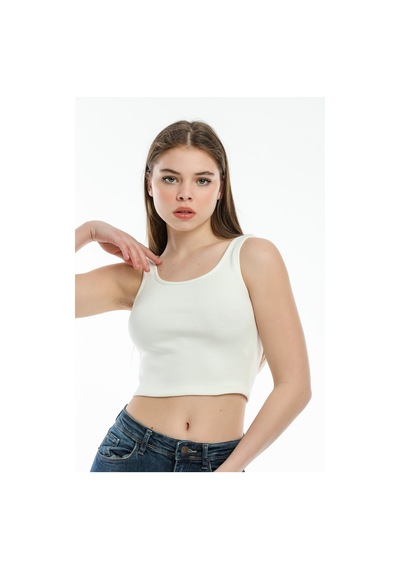 Kadın Crop Örme Atlet-tişort Spr21y12 001