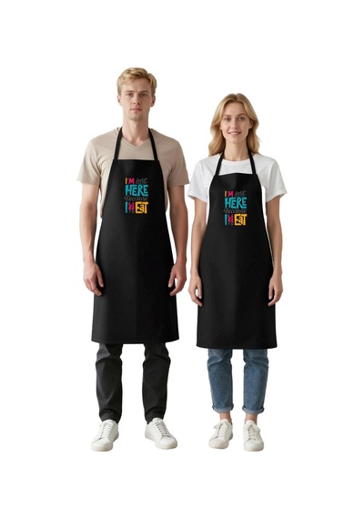 Unisex Mutfak Aşçı Önlüğü Mizahi Baskılı Yemek Sevgisi Temalı Gün Siyah