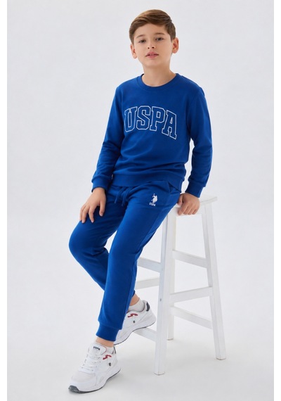 U.s. Polo Assn. Erkek Çocuk Bisiklet Yaka Pigment Baskılı Kışlık Regular Fit Mavi Eşofman Takımı Us2135-c-v4 Us2135-c-v4