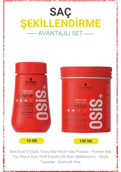 Dust It Güçlü Tutuş Mat Hacim Saç Pudrası 10g + Thrill Elastik Lifli Gum Şekillendirici 100ml