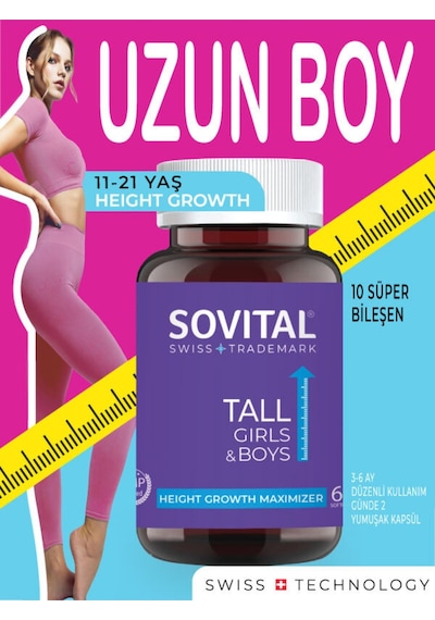 SOVİTAL Tall Uzun Boy 11-21 Yaş, 60 Adet Softgel 8682851193036