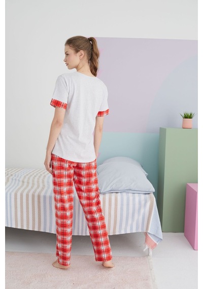 Siyah İnci Pamuklu Örme Pijama Takım 24117039 Çok Renkli