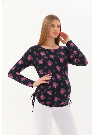 Meghan L.a Çiçek Desenli Hamile Yanları Körüklü Bluz Çiçekli