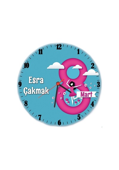 8 Mart Dünya Kadınlar Günü Hediyesi Isimli Cam Duvar Saati