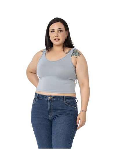 Disentis Büyük Beden Askıları Büzgülü Drapeli Crop Gri Body-gri Gri