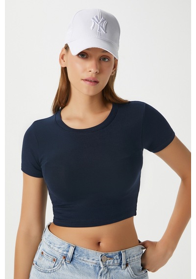 Ritnice Kadın Deal Lux Touch Yumuşak Doku Crop Lacivert Bluz
