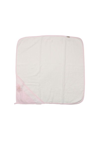 Kız Bebek Beyaz Pembe Fistolu Tüllü Çicek Broşlu Lifli Havlu Seti 75x75 Cm Çok Renkli