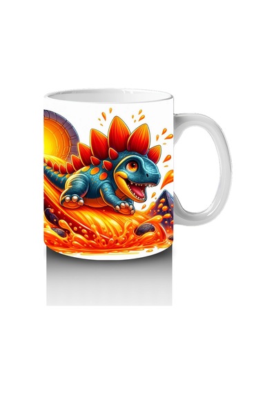 Çocuklara Sütü Sevdiren Volkanik Dinozorlar Kupa Bardak Renkli