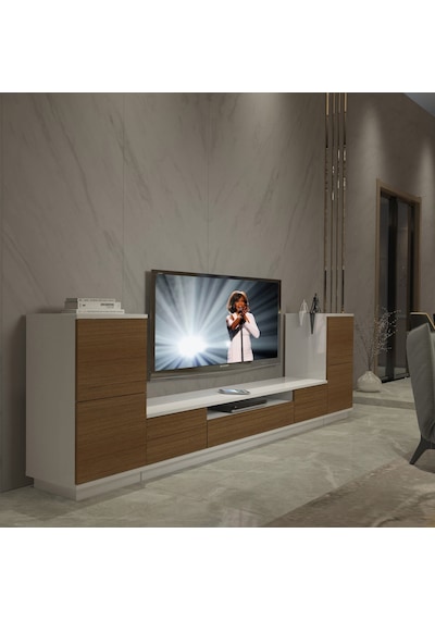 Decoraktiv Trio On2s Mdf Tv Ünitesi Tv Sehpası - Beyaz Ceviz Beyaz - Ceviz