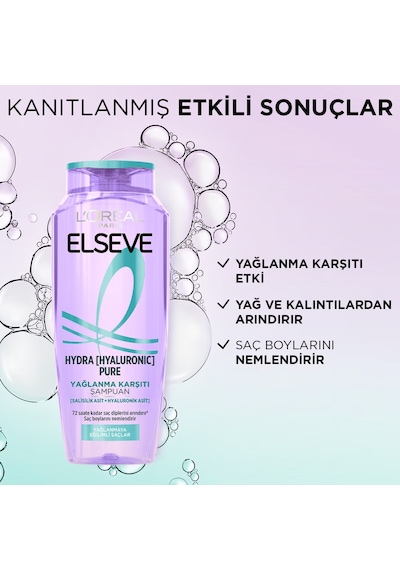 Elseve L'oreal Paris Elseve Hydra Hyaluronic Pure Salisilik Asit İçeren Yağlanma Karşıtı Arındırıcı Şampuan 300 Ml