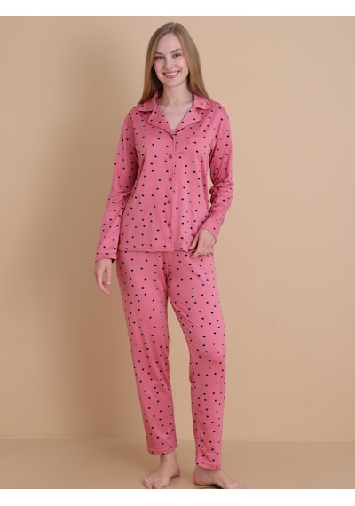 Wordex Mirano 9802 Şardonlu Soft Kışlık Puantiyeli Düğmeli Kadın Pijama Takımı Gül Kurusu Wordex Mirano 9802 Şardonlu Soft Kışlık Puantiyeli Düğmeli Kadın Pijama Takımı Gül Kurusu