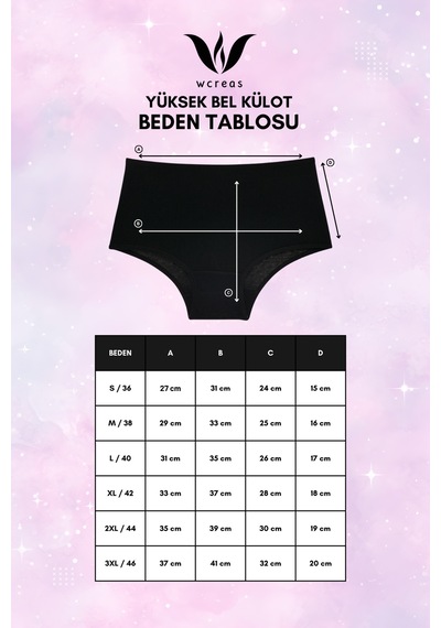 Wcreas Yüksek Bel Pamuklu Kadın Külot, 5'li Paket Pamuklu Yumuşak Kumaş Kadın Külot Pembe